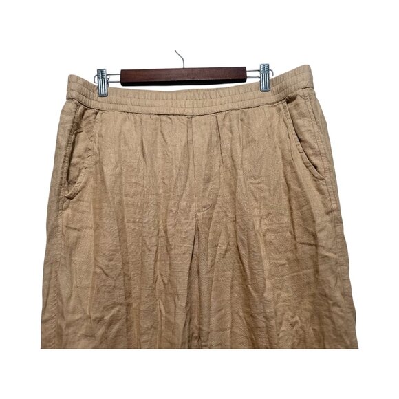 Abercrombie Fitch Linen Loose Fit Pants Womens Large Brown Embroidered Hem Beach - Picture 5 of 13